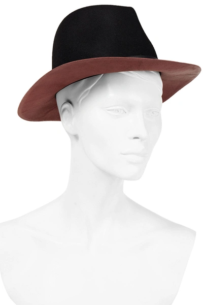 Rag & Bone Leather-paneled Two-tone Wool-felt Fedora In Black