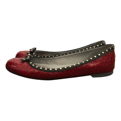 Pre-owned Sergio Rossi Patent Leather Ballet Flats In Red