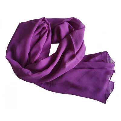 Pre-owned Saint Laurent Silk Neckerchief In Purple