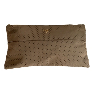 Pre-owned Prada Cloth Clutch Bag In Brown