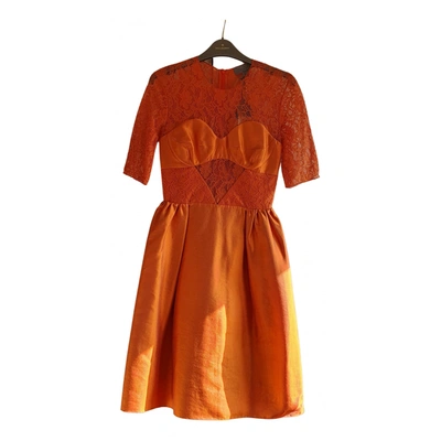 Pre-owned Mulberry Wool Mid-length Dress In Orange