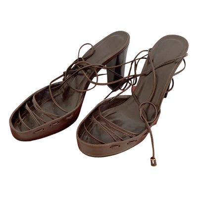 Pre-owned Bottega Veneta Leather Sandal In Brown