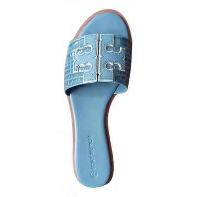 Pre-owned Tory Burch Leather Mules In Blue