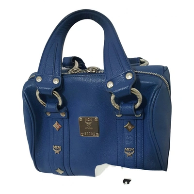 Pre-owned Mcm Boston Leather Tote In Blue