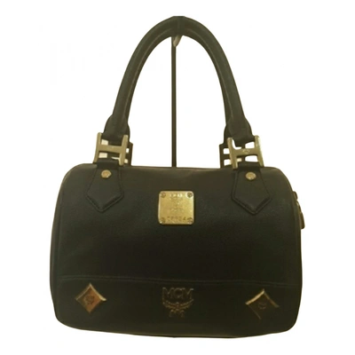 Pre-owned Mcm Boston Leather Handbag In Black