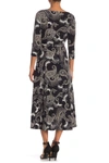 Nina Leonard Floral Scoop Neck Midi Dress In Black Multi