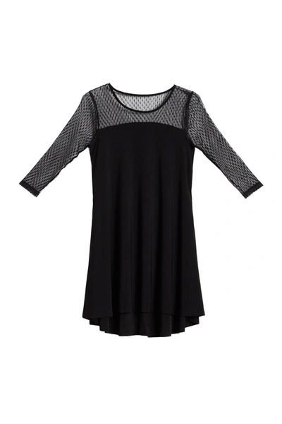 Nina Leonard Mesh Hi-lo Dress In Black