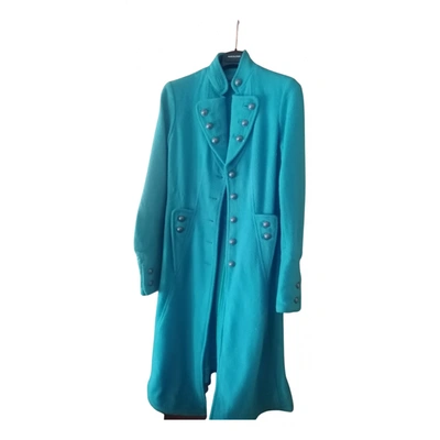 Pre-owned Fornarina Wool Coat In Turquoise