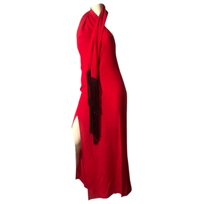 Pre-owned Costume National Silk Maxi Dress In Red