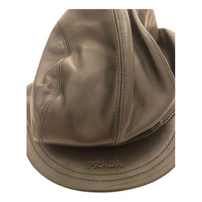 Pre-owned Prada Leather Hat In Brown