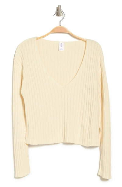 Abound V-neck Ribbed Crop Sweater In Ivory Dove