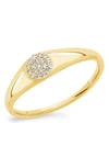 Sf Fine 14k Gold Diamond Circle Signet Ring In Gold