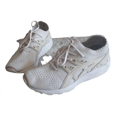 Pre-owned Asics Cloth Trainers In Beige