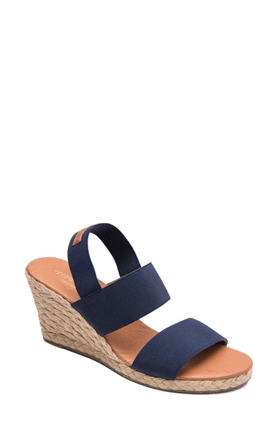 Andre Assous Allison Wedge Sandal In Navy