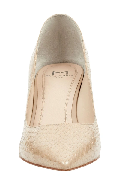 Marc Fisher Ltd Zala Block Heel Pump In Light Natural Texture Snake