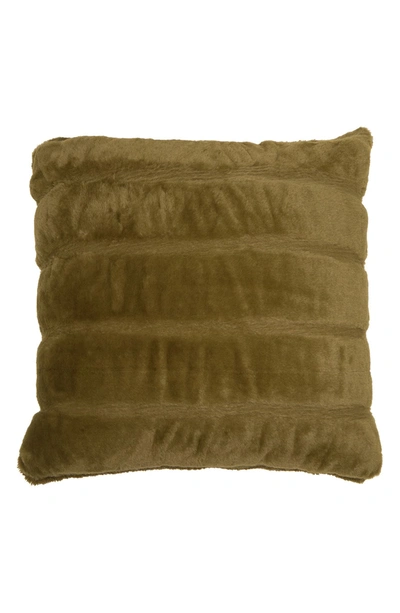 Nordstrom Pintuck Faux Fur Accent Pillow In Olive Extract