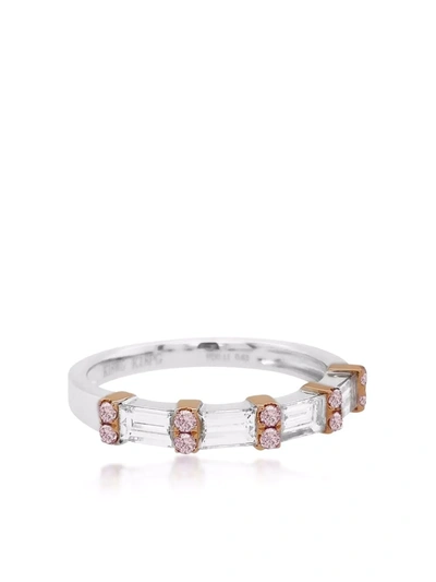 Hyt Jewelry 18kt Gold Argyle Pink Diamond Ring In Silver