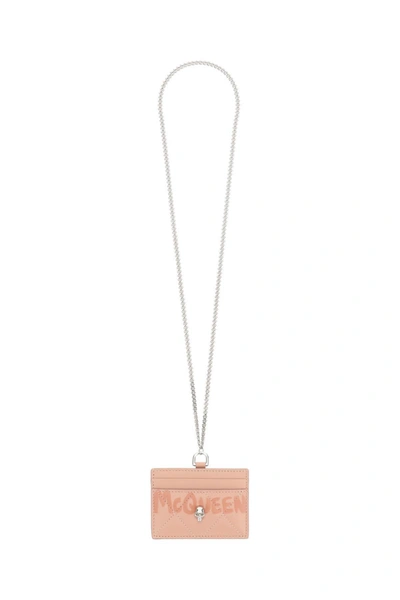Alexander Mcqueen Logo-print Wallet Necklace In Pink