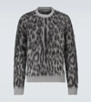 Dolce & Gabbana Brushed Leopard-print Wool-blend Sweater In Grey