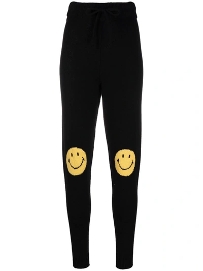Joshua Sanders Smiley-embroidered Joggers In Black