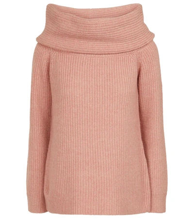 Altuzarra Putney Off-shoulder Ribbed Merino-blend Jumper In Antique Rose