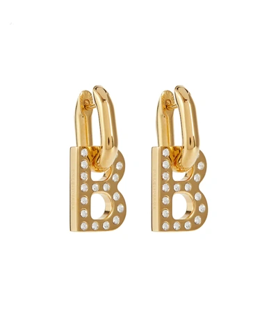Balenciaga B Chain Xs Embellished Earrings In Gold