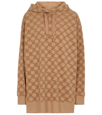 Fendi Karligraphy Oversized Cotton Hoodie In Beige