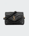 Saint Laurent Loulou Toy Ysl Matelasse Calfskin Envelope Crossbody Bag In Black