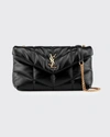 Saint Laurent Loulou Toy Ysl Puffer Quilted Lambskin Crossbody Bag In Black