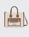 Burberry Canvas Logo Top Handle Tote Bag In Natural/tan