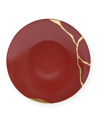 BERNARDAUD KINTSUGI ROUGE EMPEROR COUPE SALAD PLATE,PROD166560163