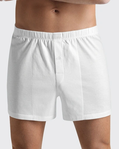 Hanro Men's Sporty Mercerized Cotton Boxers In White