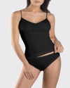 Hanro Seamless Cotton V-neck Camisole In Black