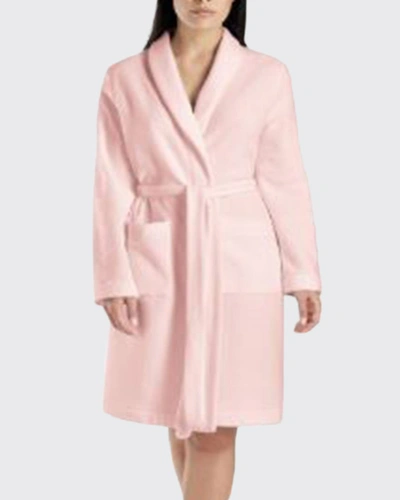 Hanro Plush Short Robe In Tender Rose