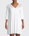 HANRO MOMENTS 3/4 SLEEVE NIGHTGOWN,PROD168860221