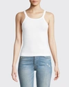 Re/done Ribbed Scoop-neck Fitted Tank In White