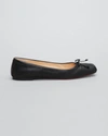 Christian Louboutin Mamadrague Napa Bow Red Sole Ballerina Flats In Black