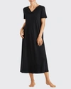 Hanro Moments Short-sleeve Long Nightgown In Black