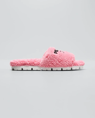 Prada Cozy Logo Slide Sandals In Pink