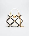 Valentino Garavani Roman Stud Small Two-tone Top-handle Crossbody Bag In White/black