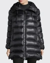 Moncler Suyen Down Quilted Nylon Hooded Parka In Black