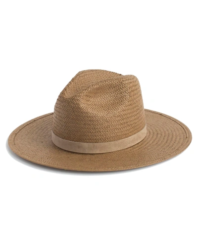 Janessa Leone Adriana Packable Straw Panama Hat In Honey