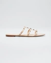 Valentino Garavani Rockstud Caged Flat Slide Sandals In Nude