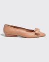 Ferragamo Viva 20 Pointed Vara Bow Ballerina Flats In Blush Nappa