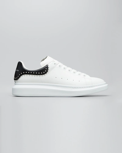 Alexander Mcqueen Men's Studded Two-tone Leather Sneakers In White