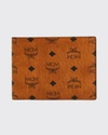Mcm Men's Visetos Monogram Flap Wallet In Cognac