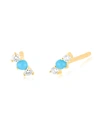 Ef Collection Diamond And Turquoise Bar Stud Earring, Single In Yg