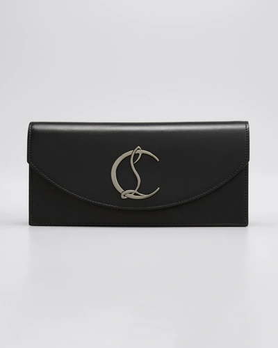 Christian Louboutin Loubi54 Calf Leather Clutch Shoulder Bag In Black/gun Metal