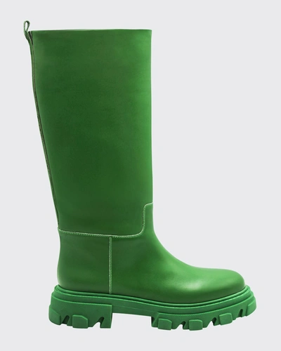 Gia X Pernille Leather Tall Rain Boots In Avocado