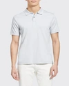 Theory Men's Striped Interlock Polo Shirt In Misty Blu/plsh